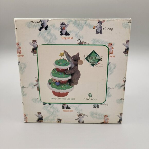 Charming Tails Merry Christmas Cupcake Figurine Holidays Seasonal Enesco - Picture 9 of 10